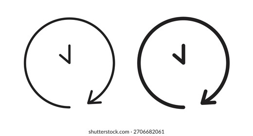 Símbolo de concepto de contorno de icono de avance de tiempo con trazo editable en blanco