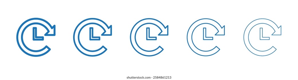 Time forward icon Symbol collection thin outline set