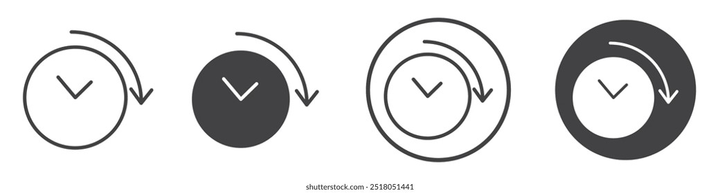 Time forward icon thin line illustration