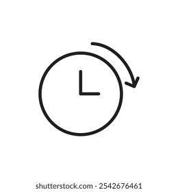 Time forward icon Thin line art isolated