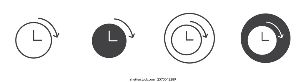 Time forward icon Thin line art isolated