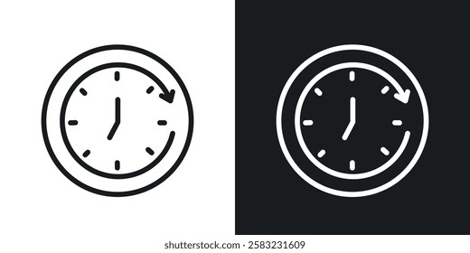 Time forward icons in black and white liner strokes for web design.