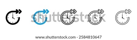 Time forward icons collection vectors in black and blue