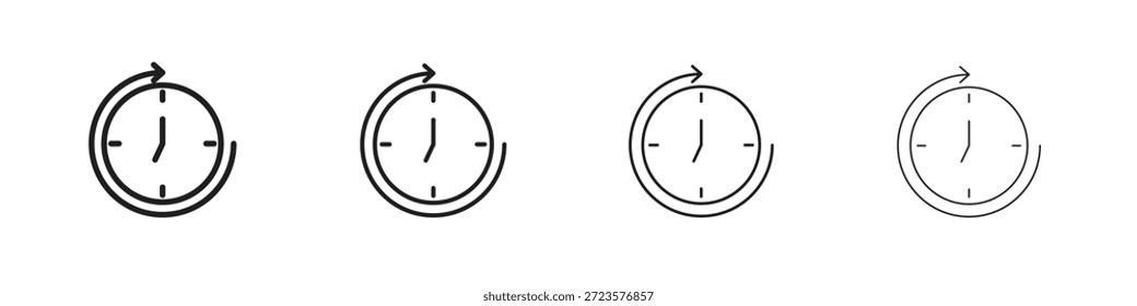 Time forward icons designed in outline, line and stroke style