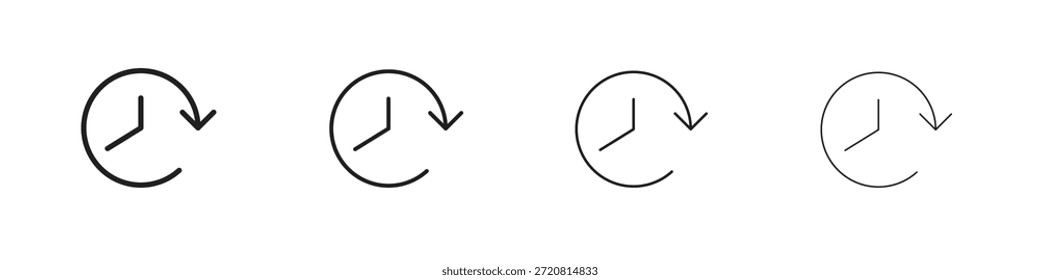 Time forward icons outline black vector design. Line with editable stroke.