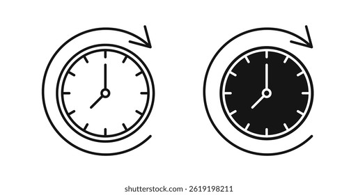 Iconos de avance de tiempo establecidos en colores negros sobre fondo blanco