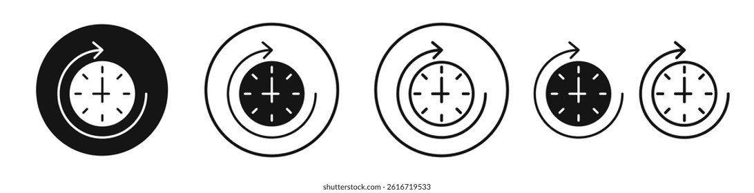 Time forward icons set in solid black and stroke line style