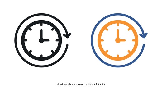 Time forward icons set vectors black and colored style