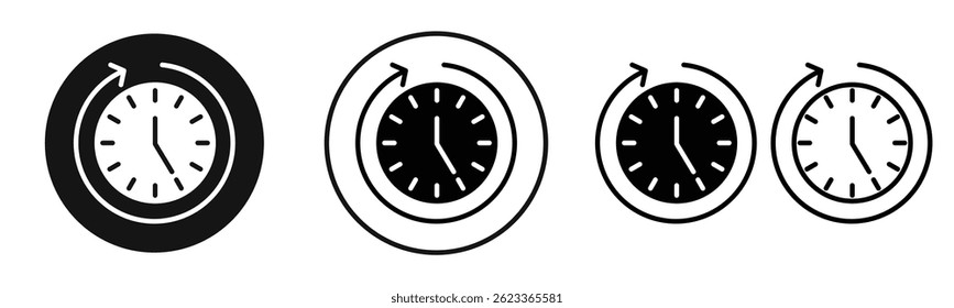 Time forward icons in solid black and outlined style