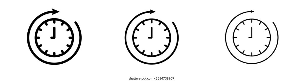 Time forward icons in three different stroke lines