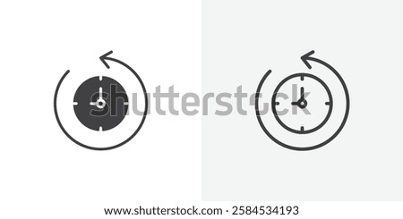 Time forward icons vectors illustrations in black fill and liner versions