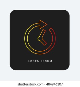 Time Forward Red & Orange gradient attractive line thin icon / logo design