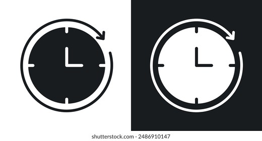 Time forward vector icon set in solid black and white color