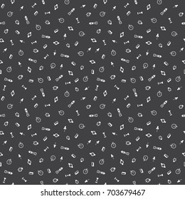 Time freehand drawings seamless pattern. Clocks pattern in doodle style. Hand drawn elements doodles design for wallpapers, wrapping, backgrounds. Vector illustration. Clock, hourglass, stopwatch.
