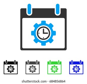 Time Gear Calendar Day flat vector pictogram. Colored time gear calendar day gray, black, blue, green pictogram versions. Flat icon style for graphic design.