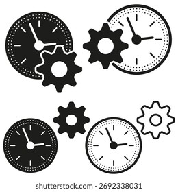 Time gear mechanism. Clockwork machine illustration. Business strategy symbol. Vector motion concept. EPS 10.