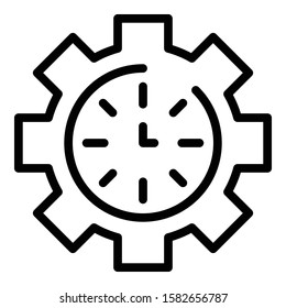 Time gear money icon. Outline time gear money vector icon for web design isolated on white background