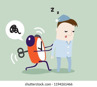 Time to get up, sleepyhead, vector illustration