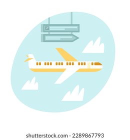 Time for getting ready for traveling by plane and adventure tourism. Summer vacation journey and discovering new places. Traveling long distances. Vector