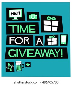 Time For A Give Away! (Flat Style Vector Illustration Contest Poster Design)