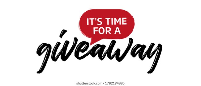 It's time for a giveaway. Giveaway Banner Card with Lettering. Red design.