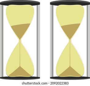 Time glass, illustration, vector on a white background.