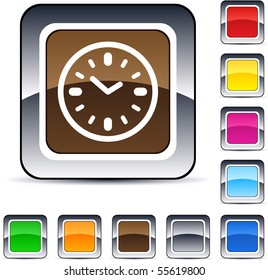 Time glossy square web buttons.