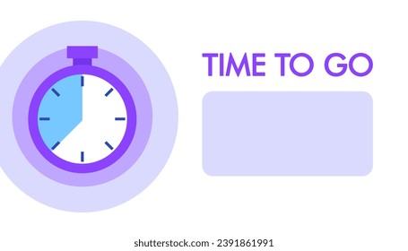 Time to go sign. Flat, purple, stopwatch icon, time to go sign with place for your text. Vector icon