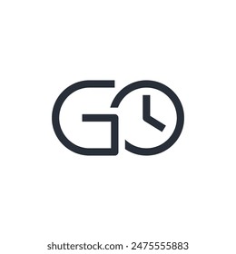 Time go.Logo design.Vector linear icon isolated on white background.