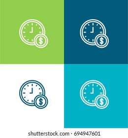 Time green and blue material color minimal icon or logo design