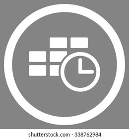 Time Grid vector icon. Style is flat rounded symbol, white color, rounded angles, gray background.