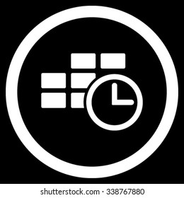 Time Grid vector icon. Style is flat rounded symbol, white color, rounded angles, black background.