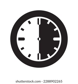 Time half past symbol icon, vector illustration, black on white background
