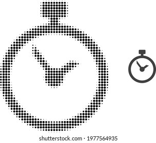 Time halftone dot icon illustration. Halftone array contains circle elements. Vector illustration of time icon on a white background. Flat abstraction for time object.