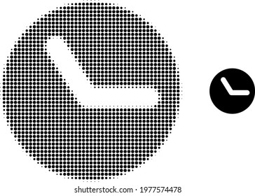 Time halftone dot icon illustration. Halftone pattern contains circle points. Vector illustration of time icon on a white background. Flat abstraction for time object.