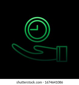 Tiempo en mano icono nolan. Línea delgada simple, contorno vectorial de iconos de tiempo para ui y ux, sitio web o aplicación móvil