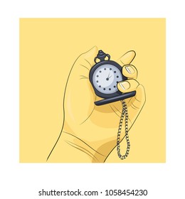 It's time, hand with a watch. Illustration for business, education themes