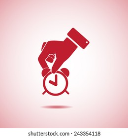 Time in the hands vector icon