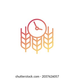 time to harvest line icon on white