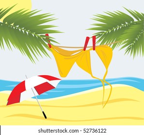 Time has come to sunbathe. Vector