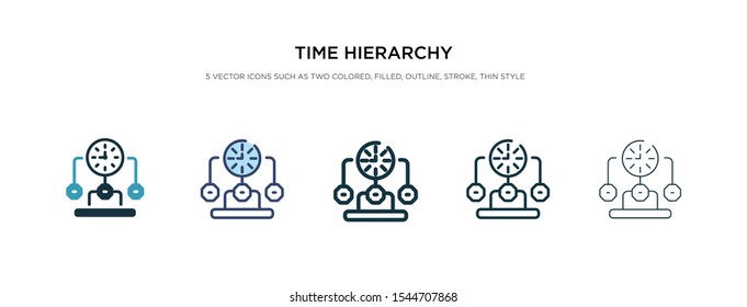 time hierarchy icon in different style vector illustration. two colored and black time hierarchy vector icons designed in filled, outline, line and stroke style can be used for web, mobile, ui