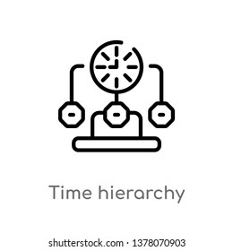time hierarchy vector line icon. Simple element illustration. time hierarchy outline icon from productivity concept. Can be used for web and mobile