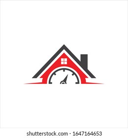 logotipo de los vectores de tiempo y hogar gráfico abstracto moderno