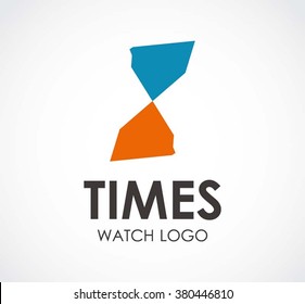 Time of hour glass abstract vector and logo design or template watch triangle business icon of company identity symbol concept