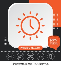 Hora, hora, icono solar - fondo negro naranja con elementos gráficos para su diseño