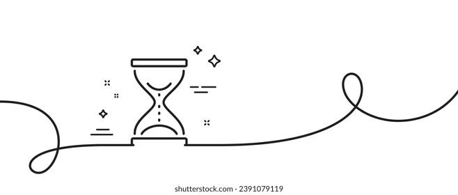 Icono de la línea de vidrio horario. Una línea continua con curl. Señal de reloj de arena. Cinta de esquema simple de vidrio horario. Patrón de curva de bucle. Vector