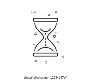 Time hourglass line icon. Sand watch sign. Geometric shapes. Random cross elements. Linear Time hourglass icon design. Vector