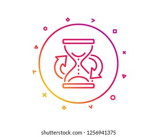 Time hourglass refresh line icon. Sand watch sign. Gradient pattern line button. Hourglass icon design. Geometric shapes. Vector
