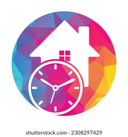 Elemento de diseño del logotipo del icono de la casa de tiempo. Diseño del logotipo del icono de la hora de la casa.