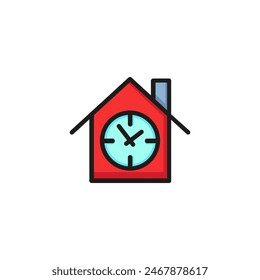 Time house line icon. Clock, building, home. Timing concept. Can be used for topics like real estate, property, housing.